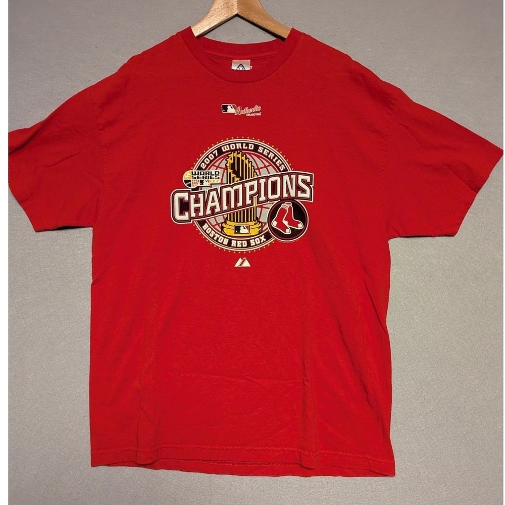 Vtg Majestic T Shirt Red 2007 Boston Red Sox World Series Champions Mens XL